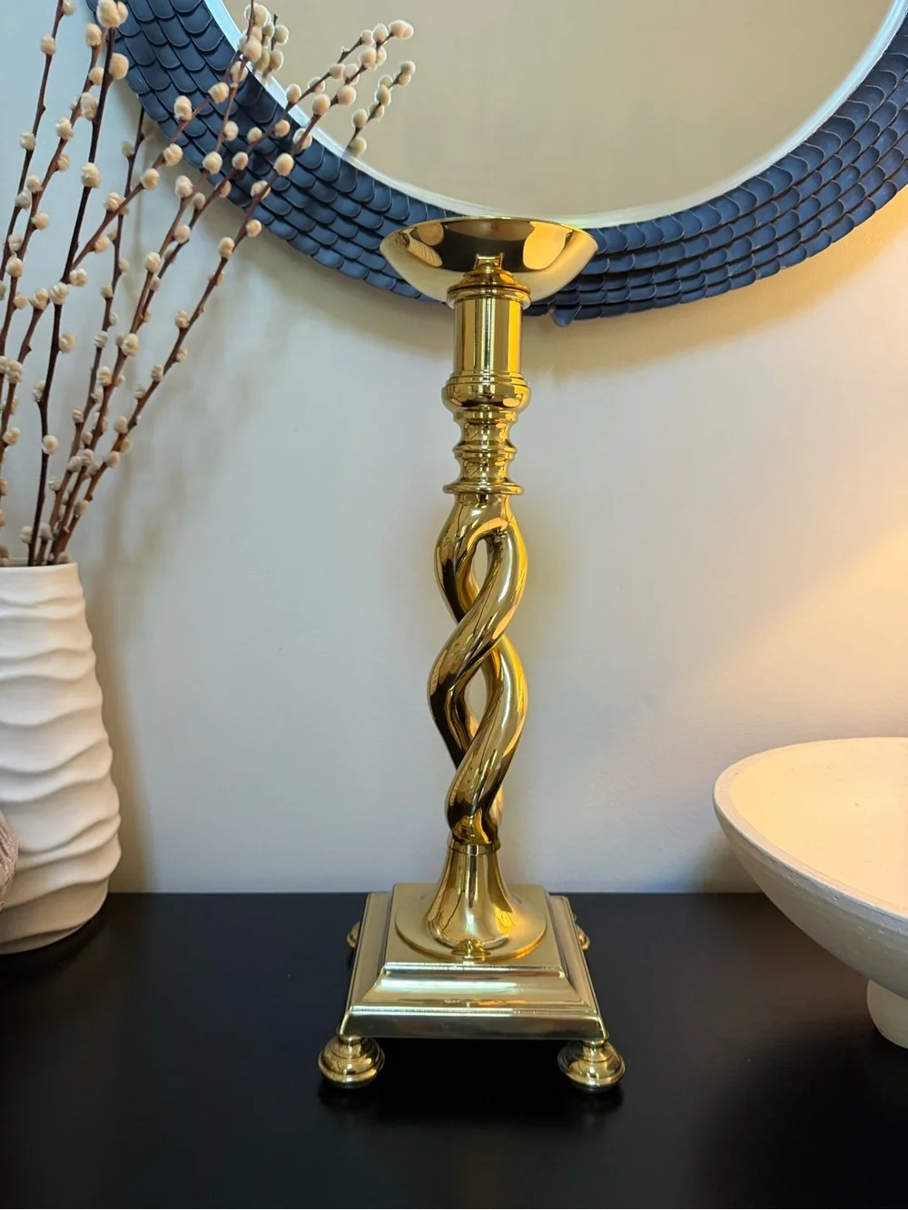 MCM vintage Brass Barley Twist Candle Holder